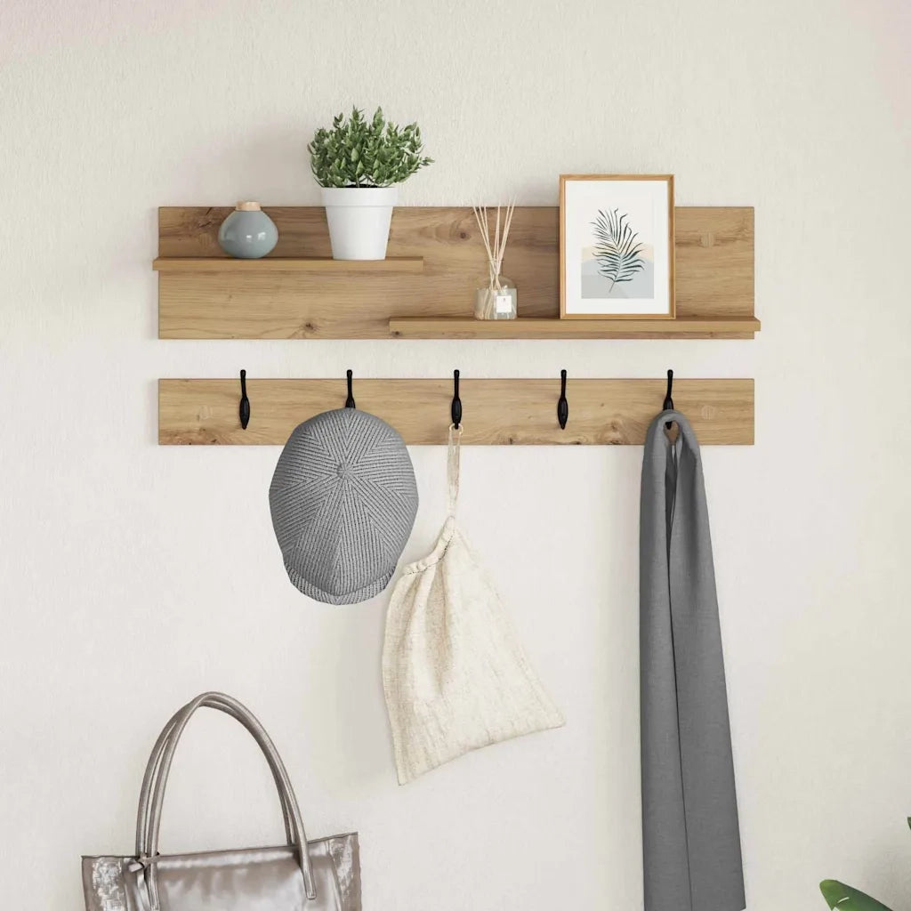 Appendiabiti a muro A parete Rovere artigianale 90 x 15 x 36 cm 874426