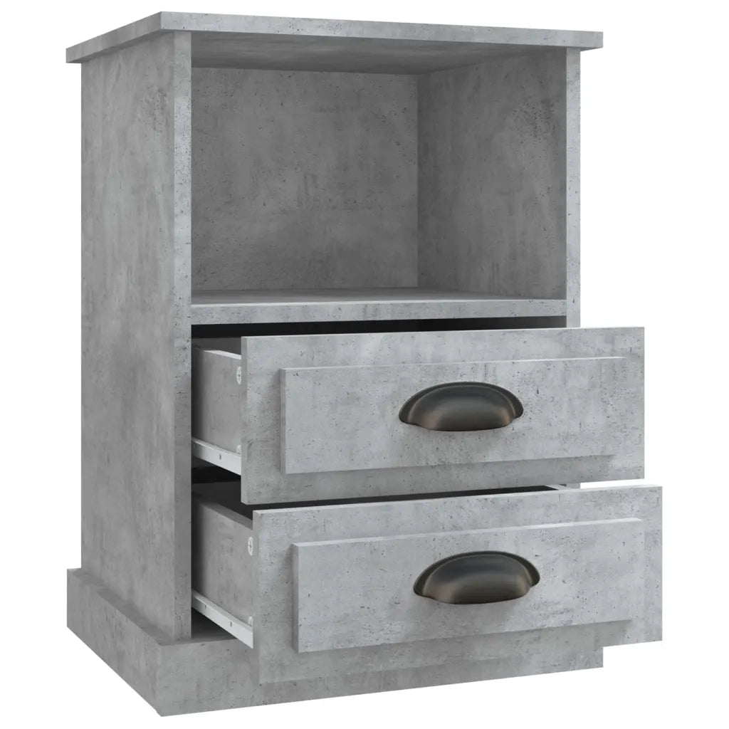 Set di 2 Comodini | Armadio da Notte | Mobiletto da notte Grigio Cemento 43x36x60 cm
