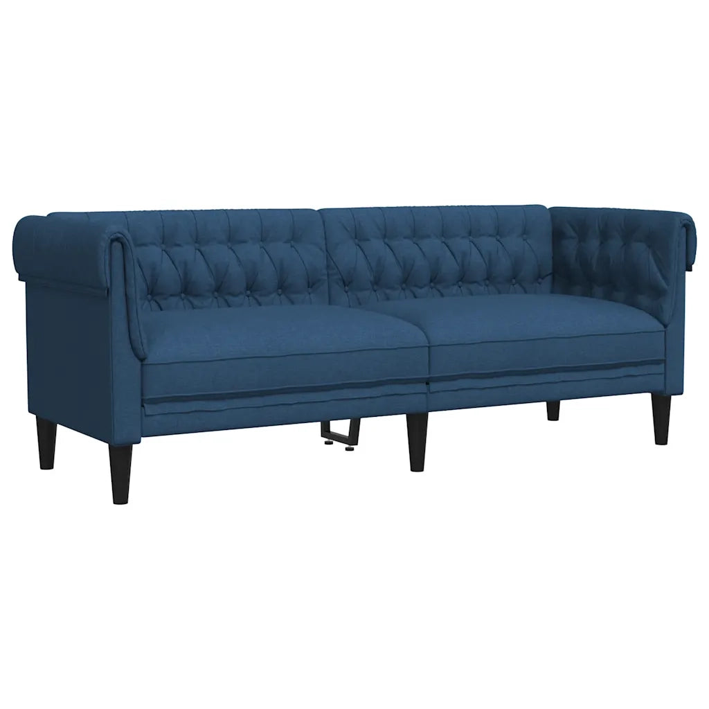 Divano Chesterfield a 3 Posti-Sofa 3 Posti-Divanetto Blu in Tessuto
