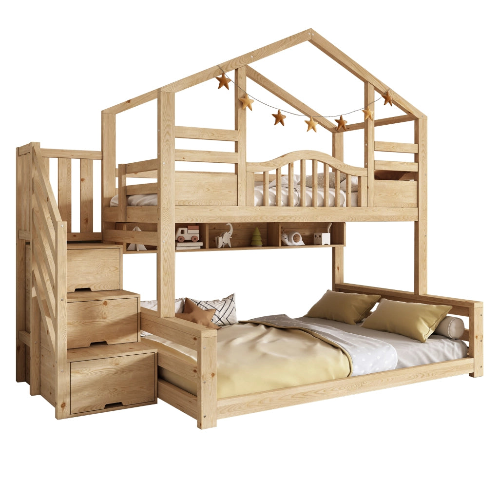 letto a castello legno beige 254 x 145 cm