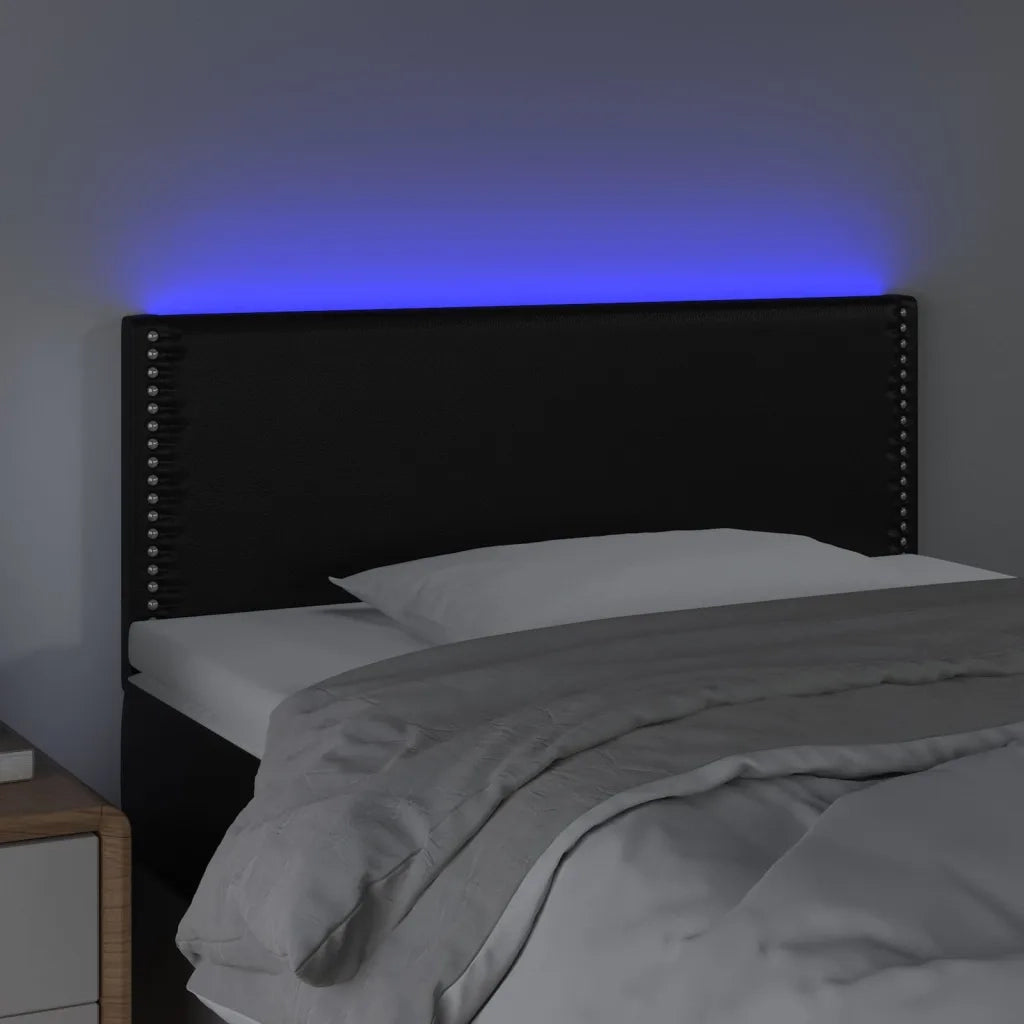 Testiera-Testata-Testiera Decorativa Nero a LED 90x5x78/88 cm in Similpelle 282188