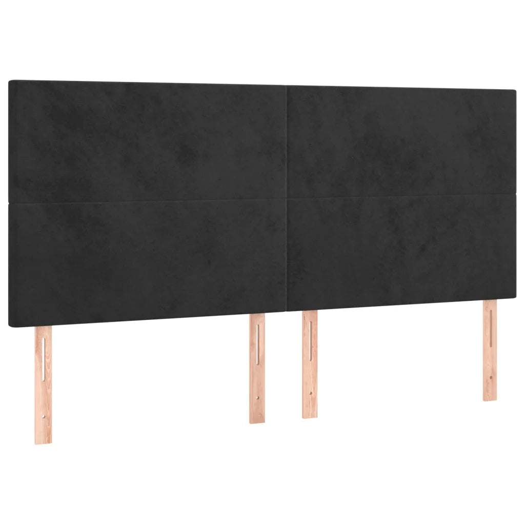 Testiera | Testata Nera 180x5x118/128 cm Velluto