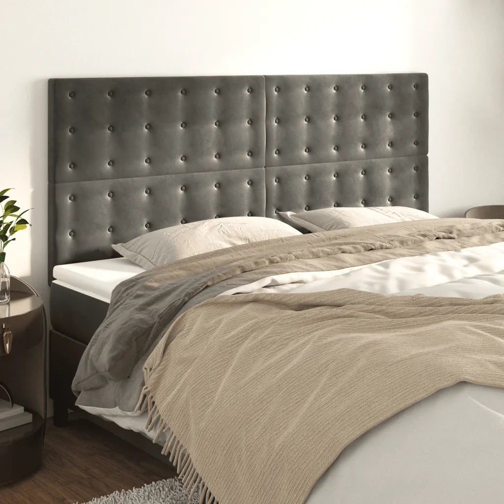 Testiera | Testata Grigio Scuro 200x5x118/128 cm Velluto