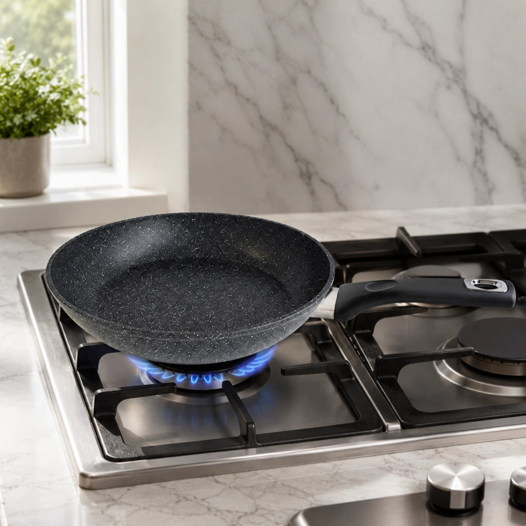 Padella Pietra Lavica Ø 32 cm Induzione - Alluminio Forgiato Antiaderente Rinforzato 2 Strati - Fondo 4 mm - Manico Soft Touch - GMD Italy