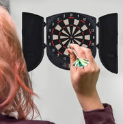 Bersaglio elettronico ULEVR con ante, LCD, 26 giochi e 185 varianti, 6 freccette, nero