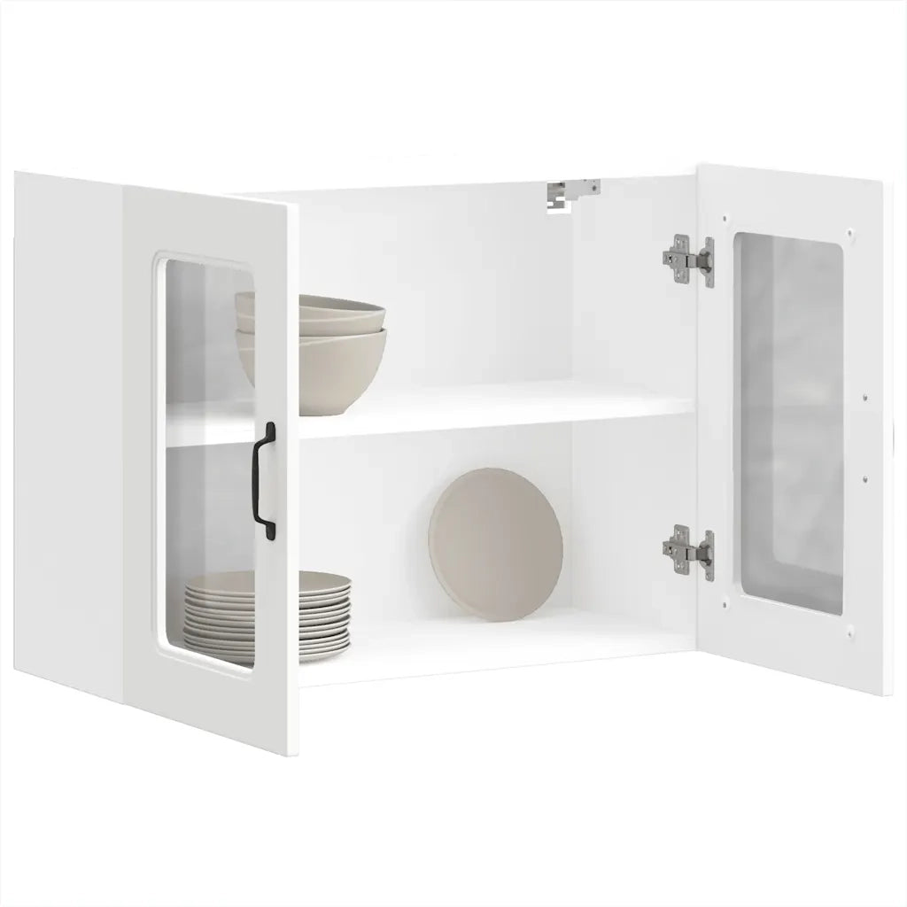 Pensile da Cucina con Porta in Vetro Kalmar Bianco Truciolato 853607