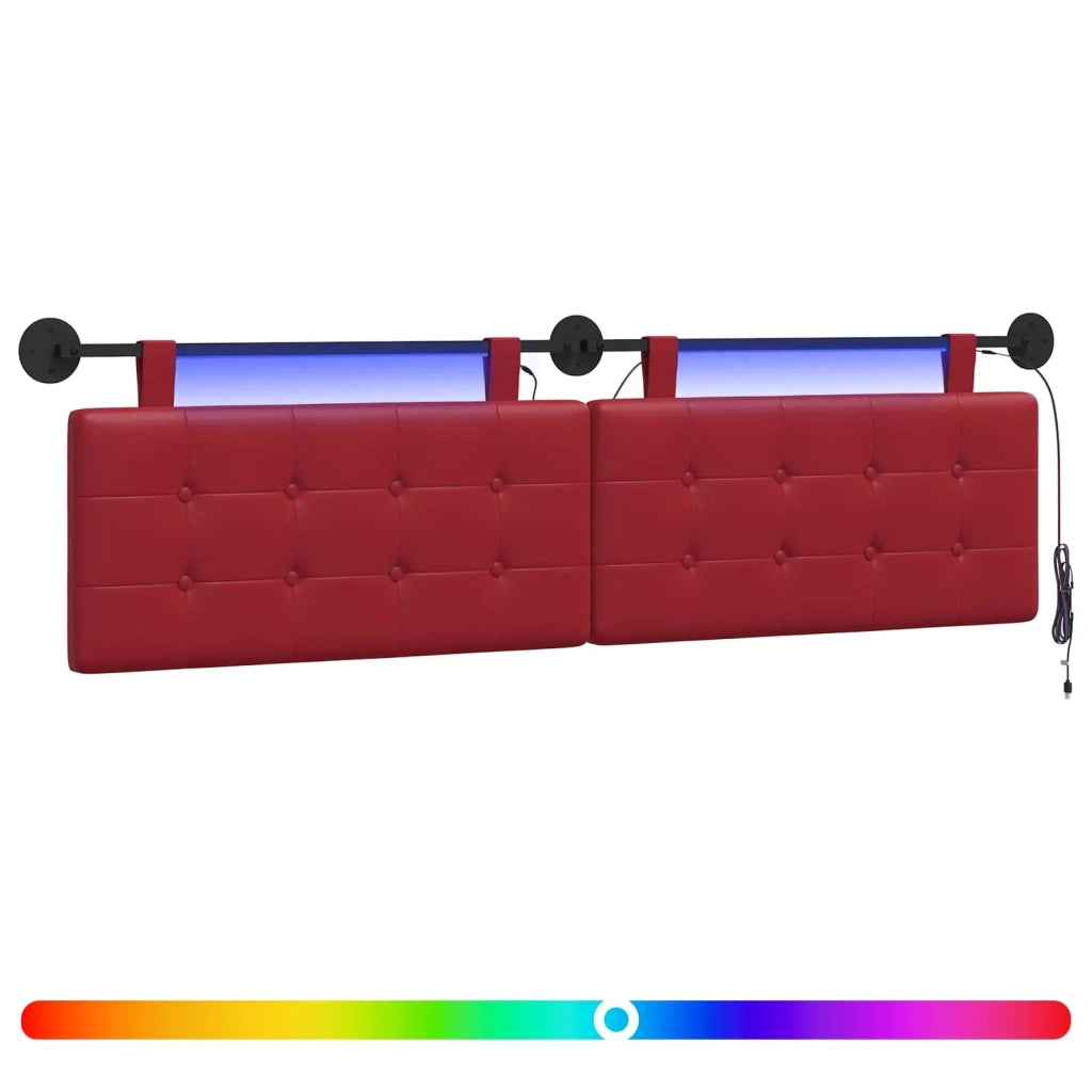 Testiera | Testata sospesa Con luce LED Rosso Vino Similpelle