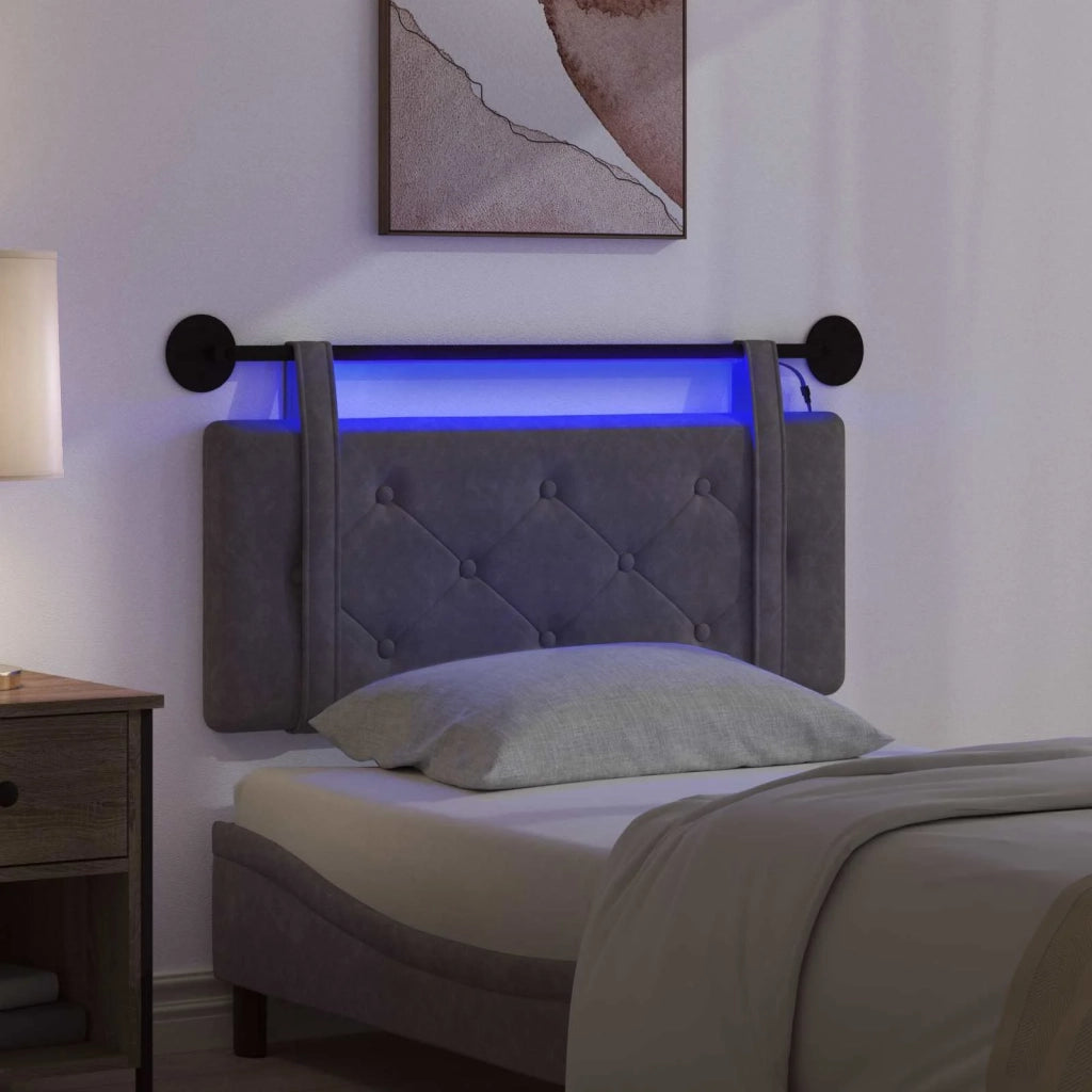 Testiera | Testata sospesa Con luce LED Nero PU Antico