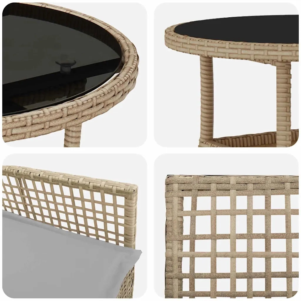 Set da Pranzo per Giardino 5 pcs Beige polyrattan 3334948