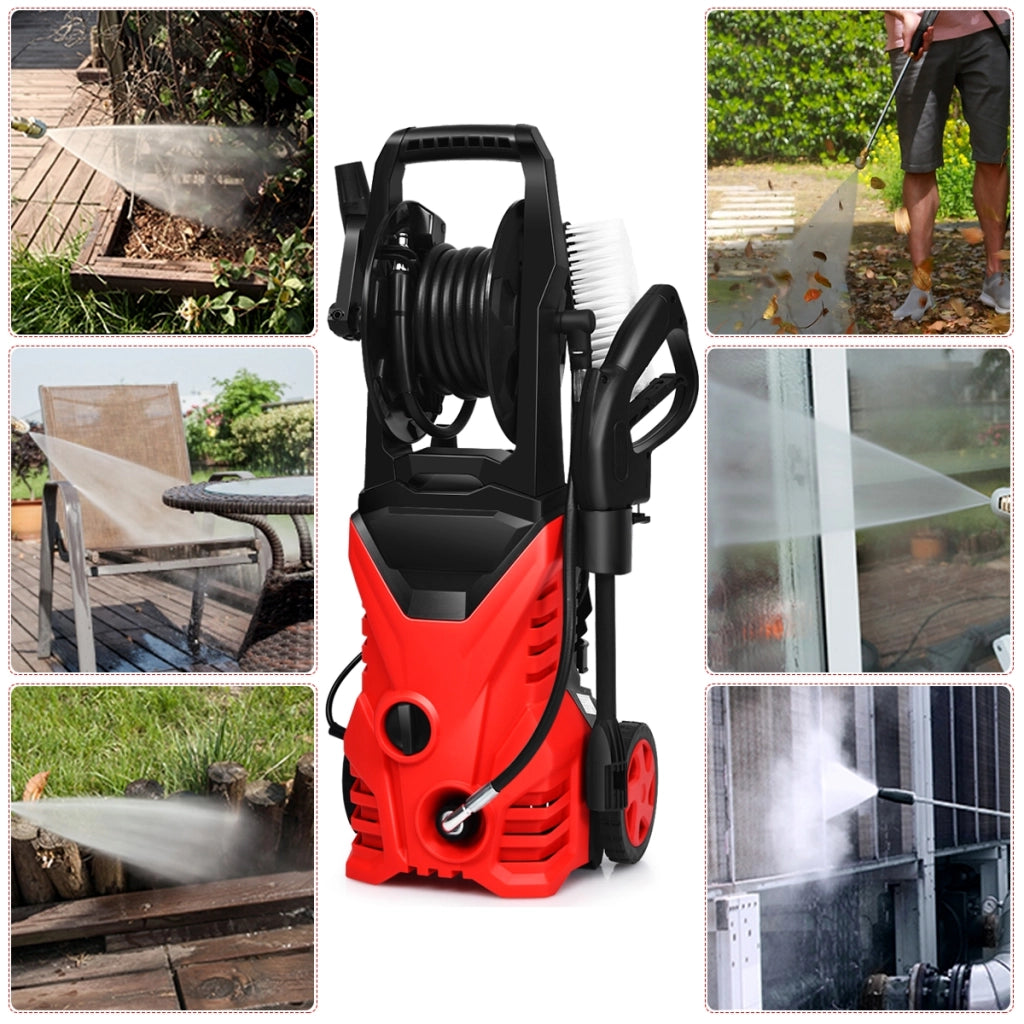 1500W Idropulitrice portatile con 2030 PSI, 5,0 L/Min, ugello Lotus per la pulizia di giardini e auto, Rosso