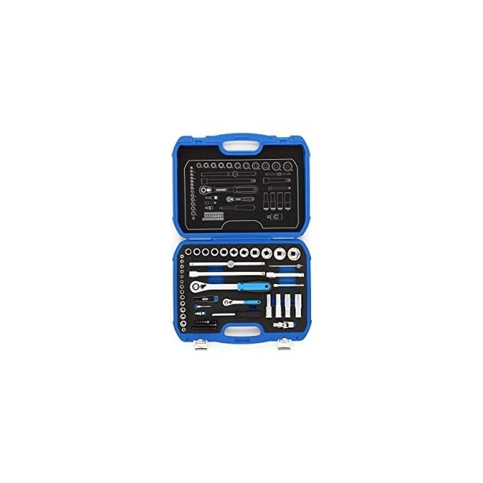 GEDORE 3108902 19 BMC 20 Set di chiavi a bussola 69 pezzi 1-4'' e 1-2'' con cricchetti reversibili e custodia in schiuma colore Blu