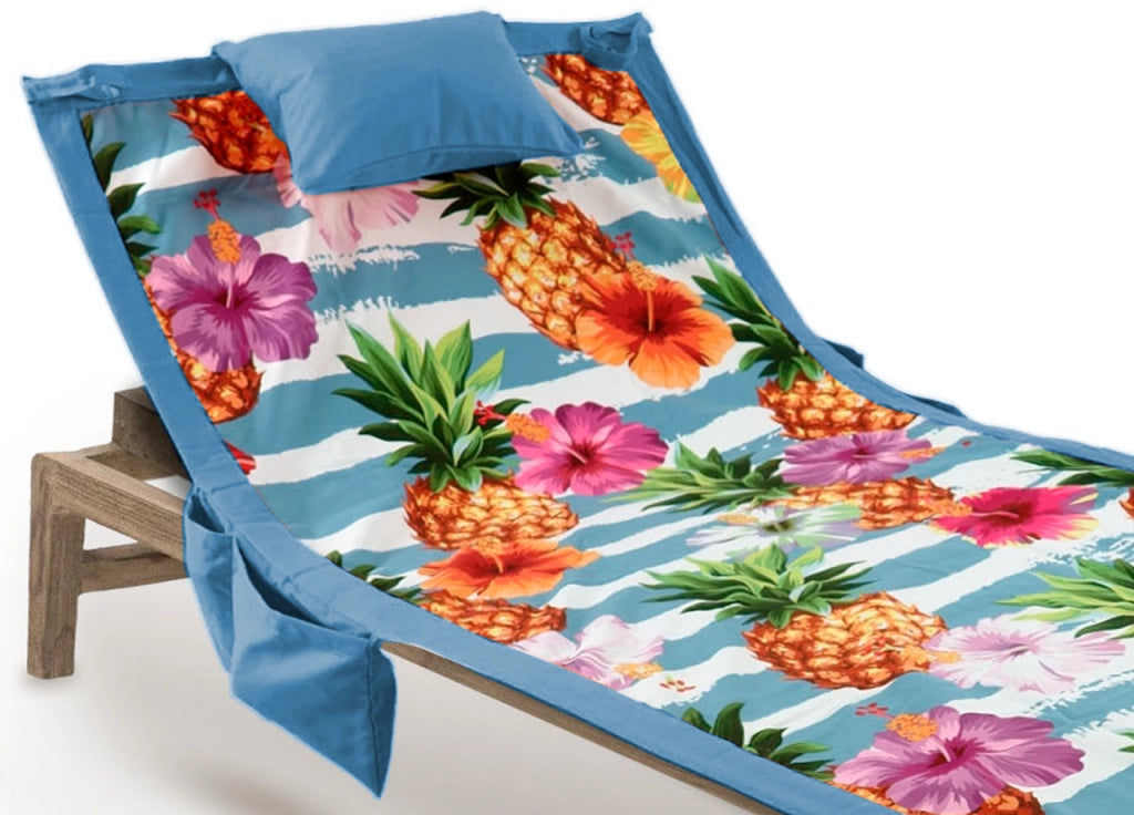 Telo Mare Da Lettino Con Cuscino Modello Comodo Summer Disegno Ananas