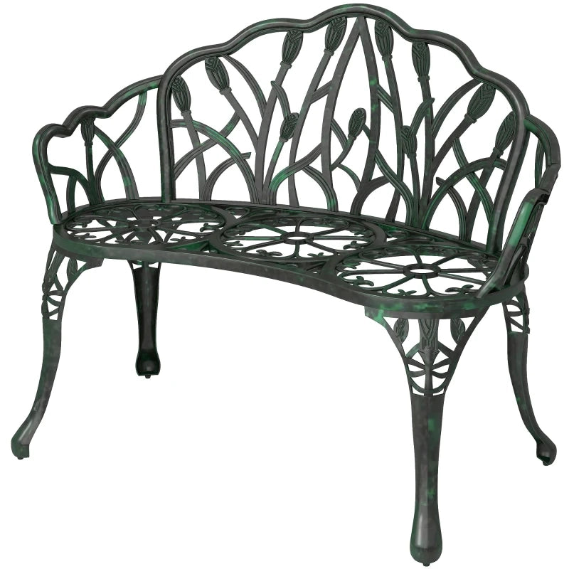 Panca da giardino 99x57x78 cm per 2 persone in alluminio pressofuso