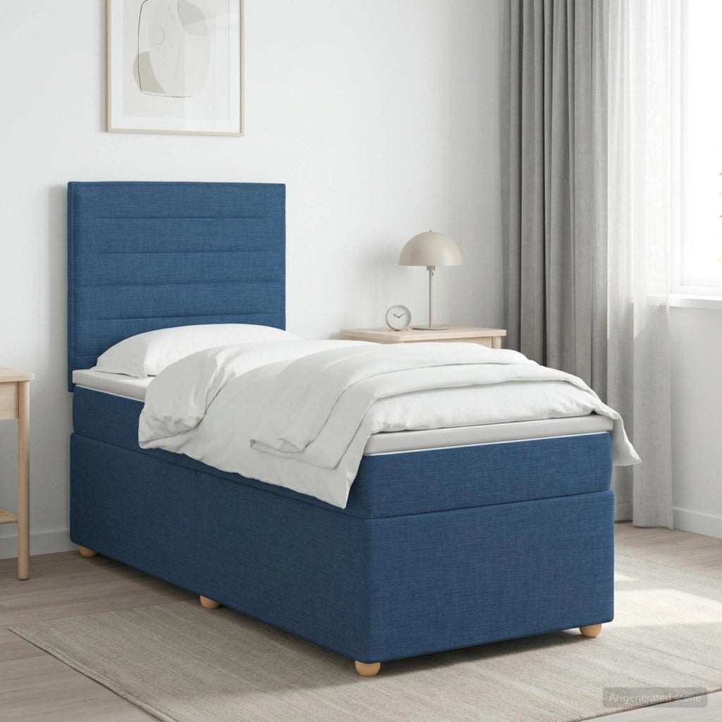 Letto box spring con materasso Blu 90 x 200 cm Tessuto 3453794