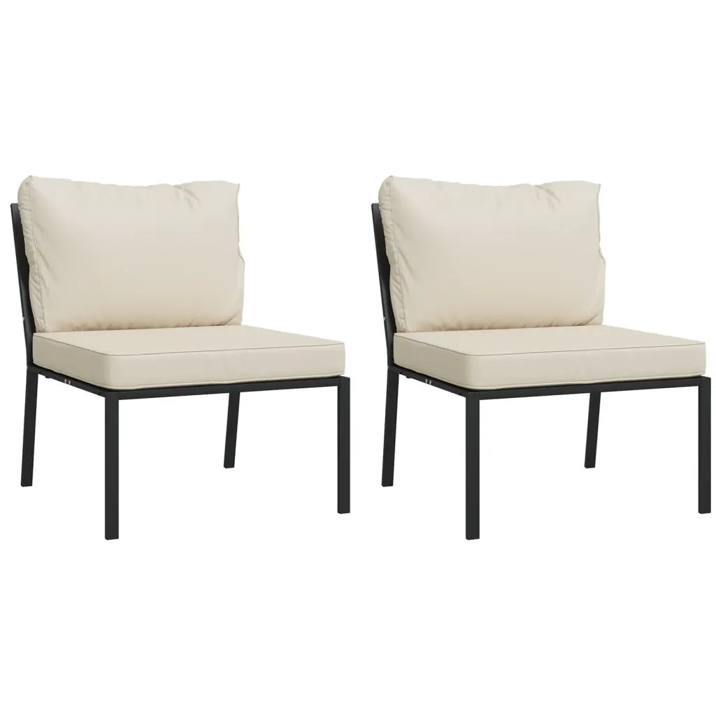 Sedie da Giardino con Cuscini Sabbia 2pz 60x74x79 cm Acciaiocod mxl 94867