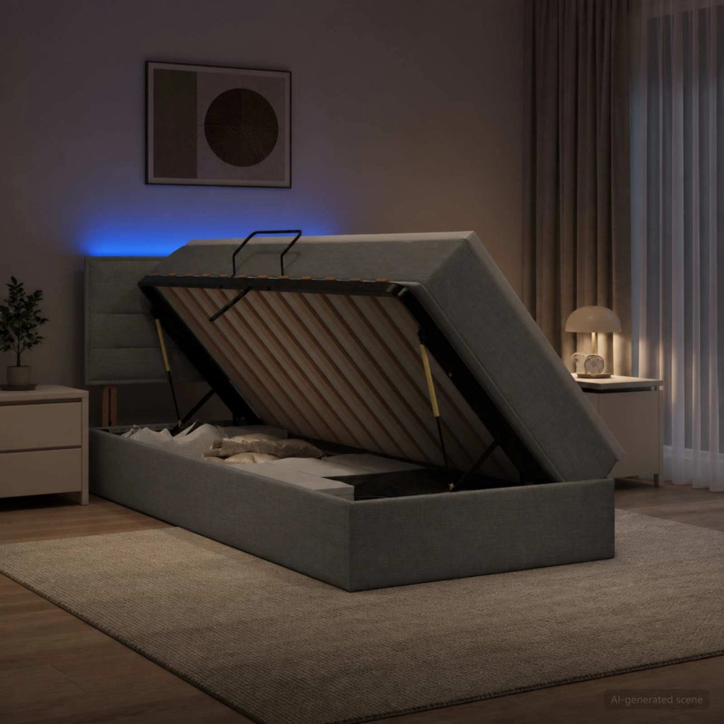 Letto con contenitore LED e materasso Grigio Chiaro 3458979