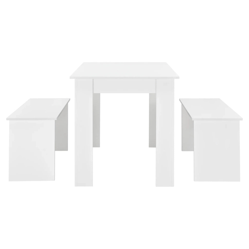 Set tavolo e 2 panche set mobile da pranzo per 4 persone 110 cm bianco 03_0005809