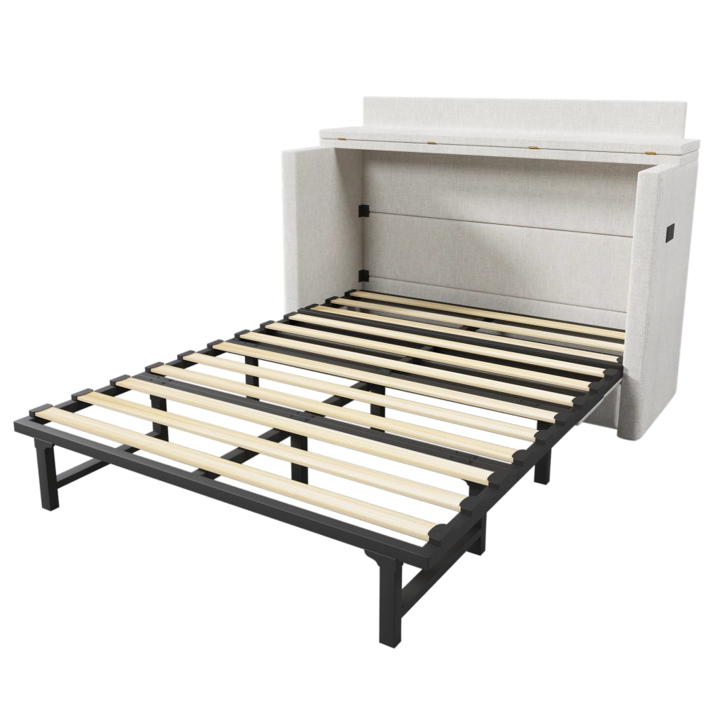 letto a scomparsa lino beige 150 x 201.5 cm