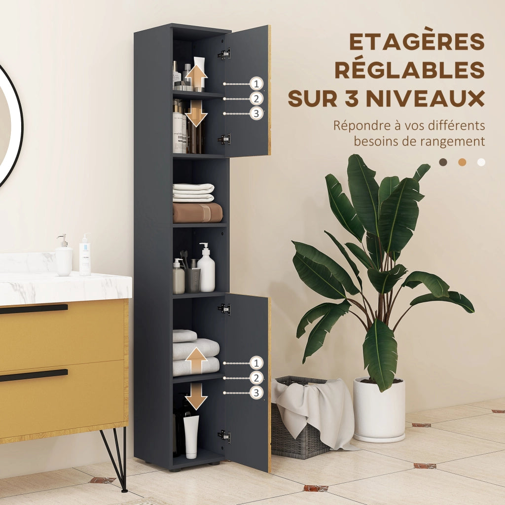 Colonna bagno 2 porte ¨C Minimal ¨C 30x30x183 cm rovere grigio scuro