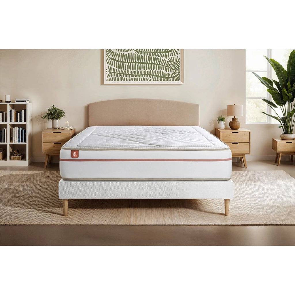 Pacchetto letto completo - Materasso 180x200cm + Box spring con doghe (kit) + 2 cuscini + Piumino - Le Paisible