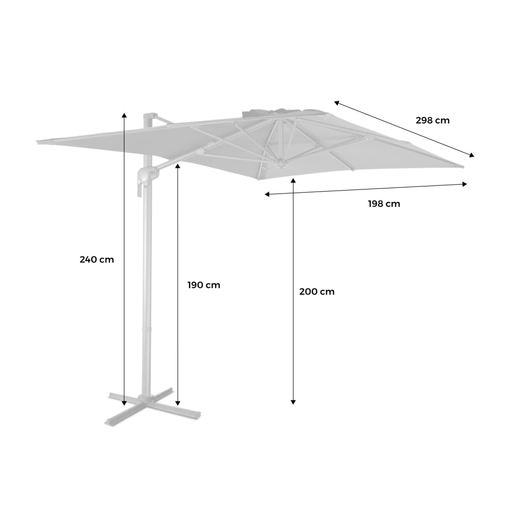 Ombrellone rettangolare eccentrico, 3x2m, beige