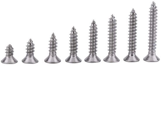 Viti Autoalimentanti 200 pezzi - Acciaio Inox 304 - Testa Piana - Testa Rotativa - Viti Autoalimentanti - Resistente all'Ossidazione