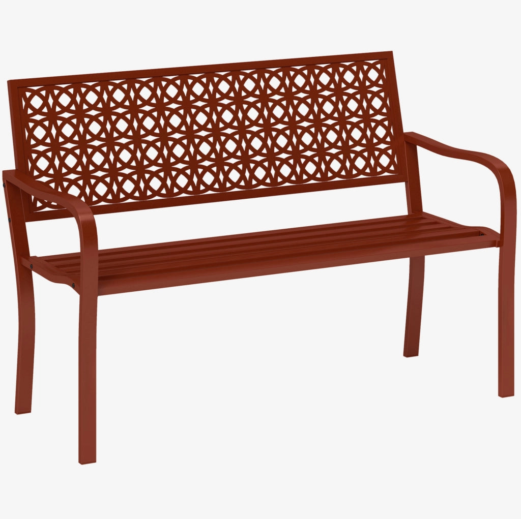 Panchina da giardino 2 posti in acciaio rosso 127 cm