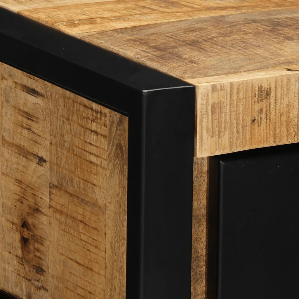 Comodini 2 pz-Set di 2 Tavolino da notte 40x35x25 cm in Legno Massello di Mango Grezzo