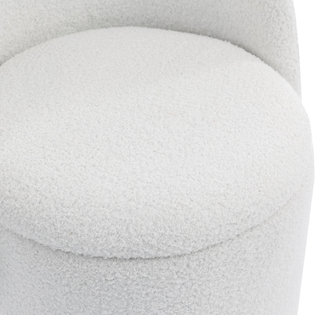 Poltroncina girevole 360° con contenitore in tessuto Teddy bianco e sgabello cuccia per gatto HOMVRA