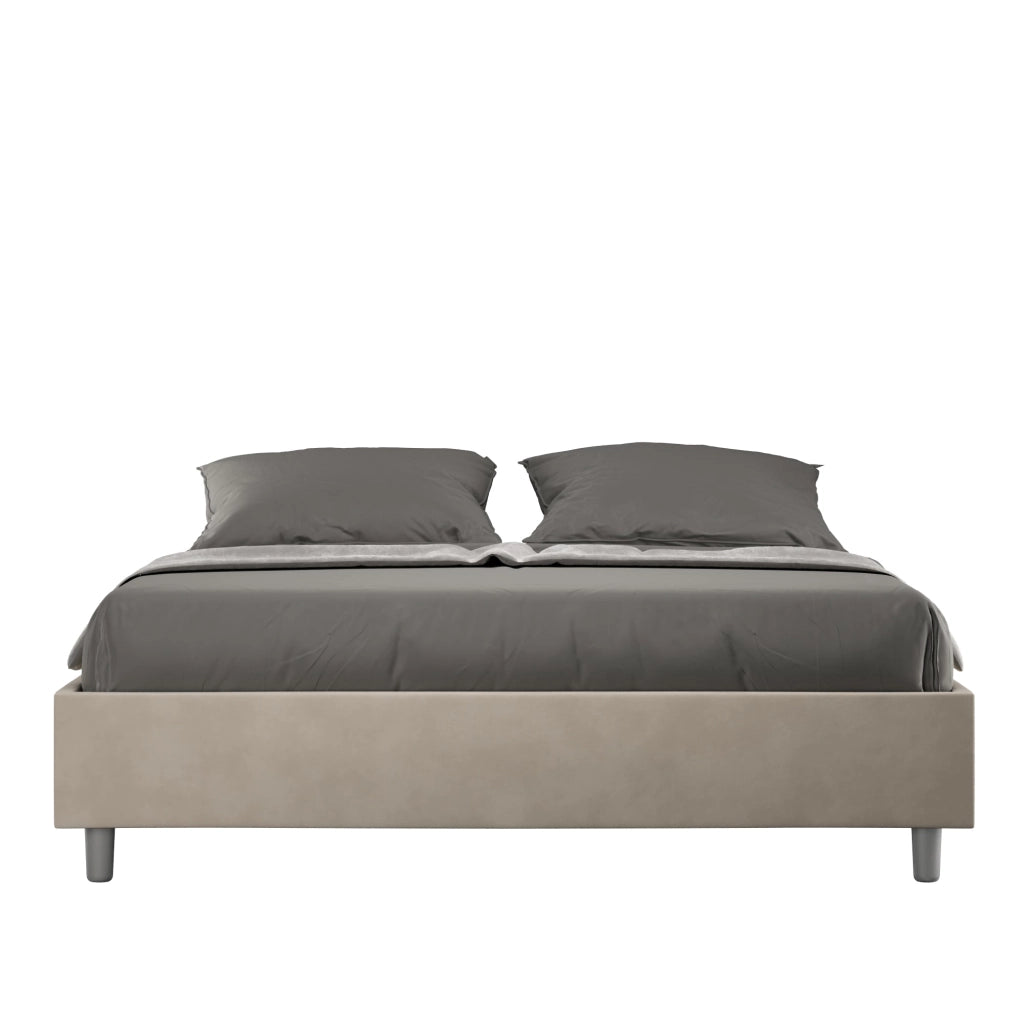 Letto Matrimoniale Large Sommier 170x210 cm con Rete e Contenitore Azelia Sabbia
