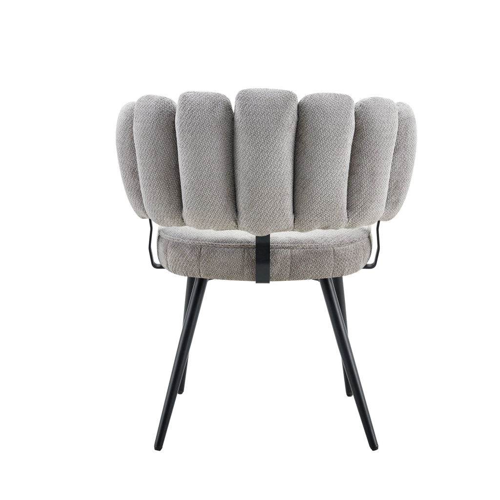 Sedie da Pranzo con Schienale a Fiore in Velluto ¨C MINIMAL ¨C Set 2 Pezzi, Grigio Chiaro, Gambe Nere in Metallo