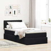 Letto con contenitore e LED con led Nero 90 x 200 cm Velluto