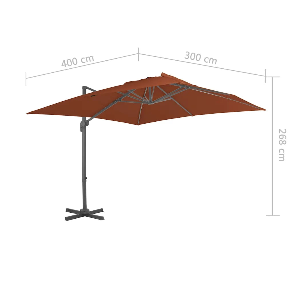 Ombrello | Parasolne da giardino a sbalzo con palo in alluminio Terracotta 400x300 cm