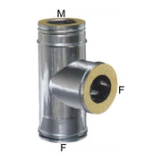 MARAL Gomito T Inox Doppia Parete Acciaio Inox Aisi 316L Parete Interna Acciaio Inox Aisi 304 Parete Esterna Isolamento in Lana di Roccia 25 mm Finitura Lucida colore Acciaio