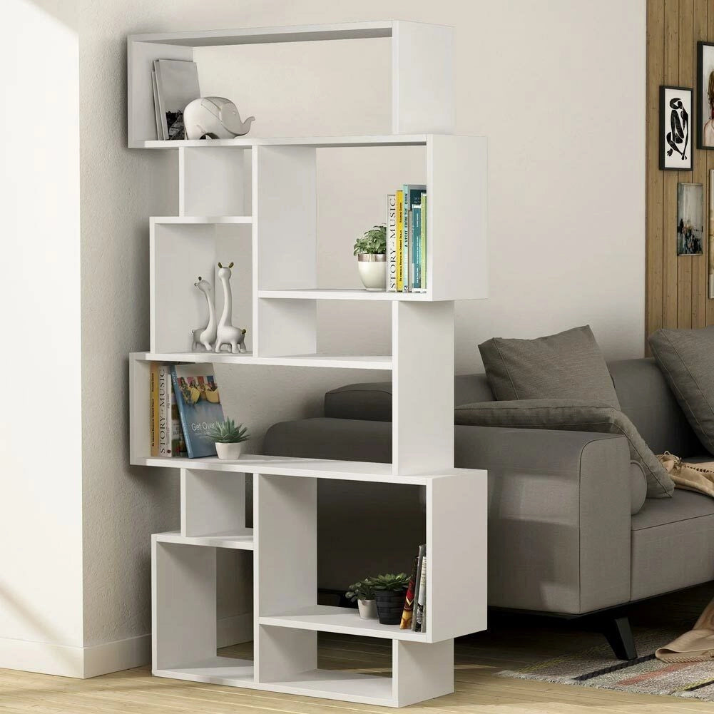 Libreria Design Moderna Scaffale 8 Ripiani 168x96x25cm Casa Ufficio Bianco