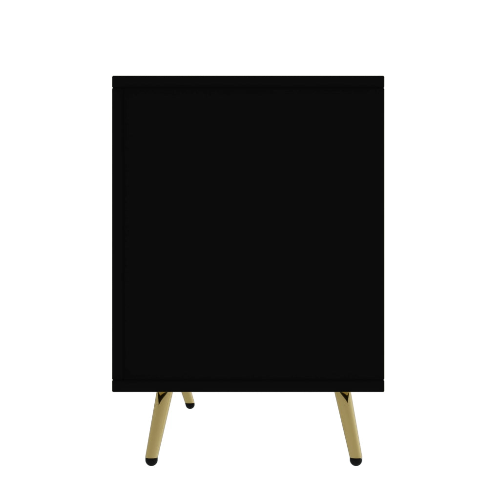 Credenza 160 cm a 4 ante nera effetto legno con dettagli oro