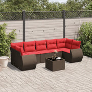 Set Divani da Giardino 8 pz con Cuscini Marrone in Polyrattan 3221143