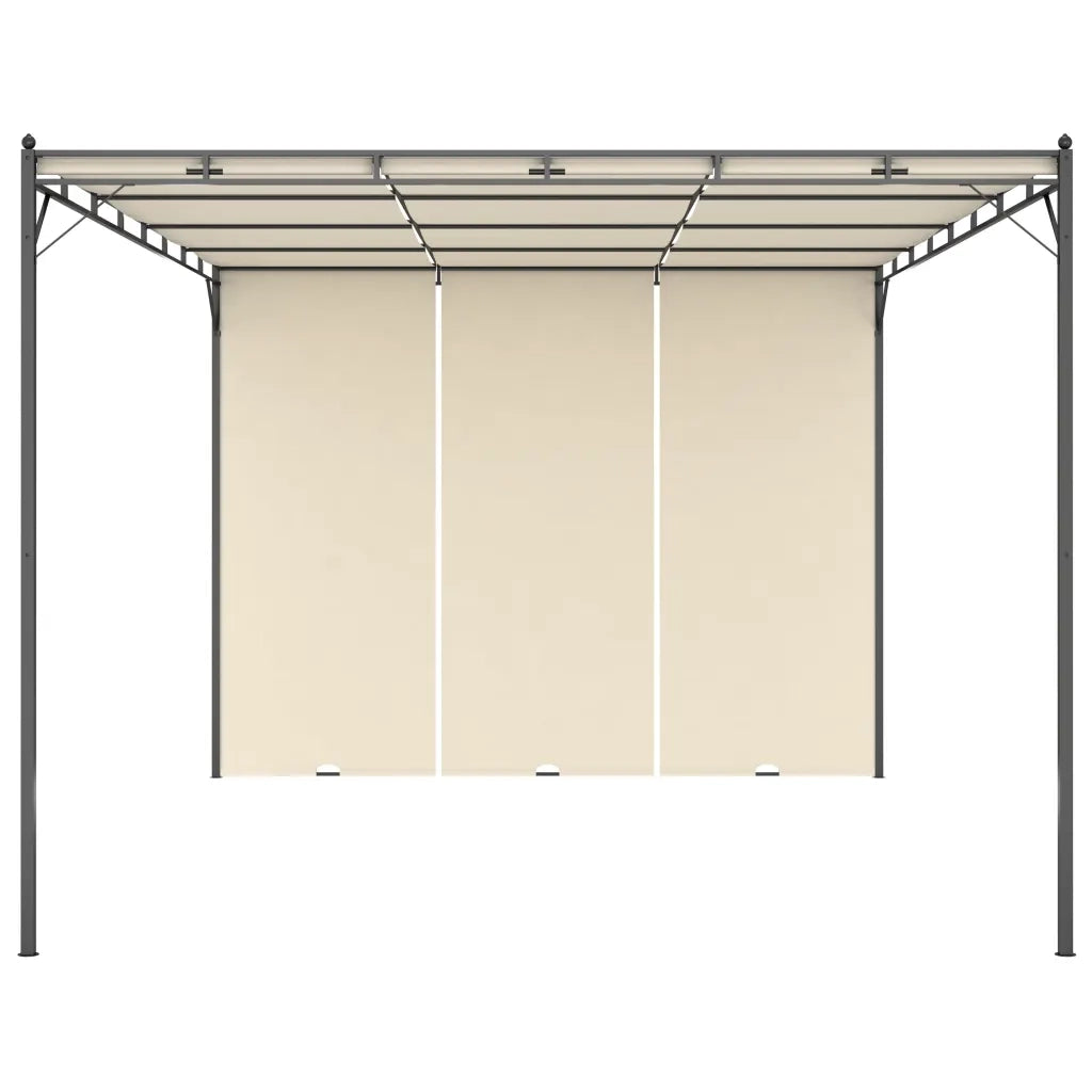 Gazebo | Pergolato da Giardino con Tenda Laterale 4x3x2,25 m Crema