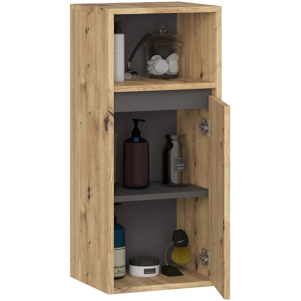 Mobile bagno sospeso VAMI Rovere Artisan, Grigio Grafite 35 cm 1 anta 35x30x80 cm
