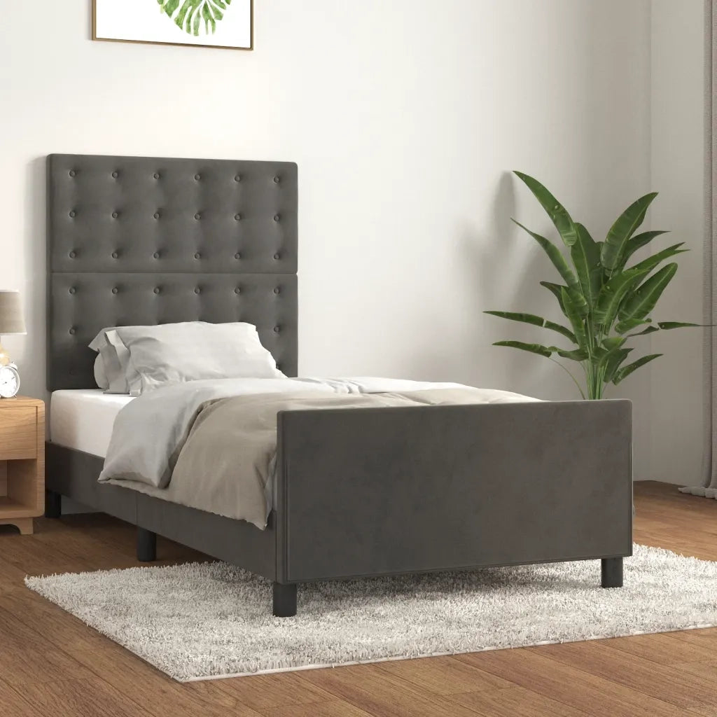 Giroletto senza Materasso Grigio Scuro 80x200 cm Velluto 3125966
