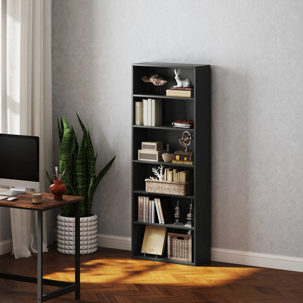 Libreria scaffale 6 livelli regolabile ¨C zephmum ¨C 60x24x158.5 cm nero