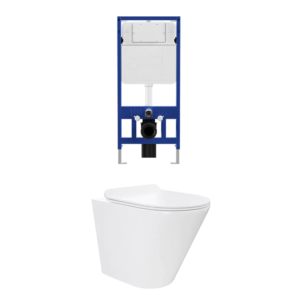 Kit WC sospeso e sistema di scarico da incasso mod. Rio bianco lucido