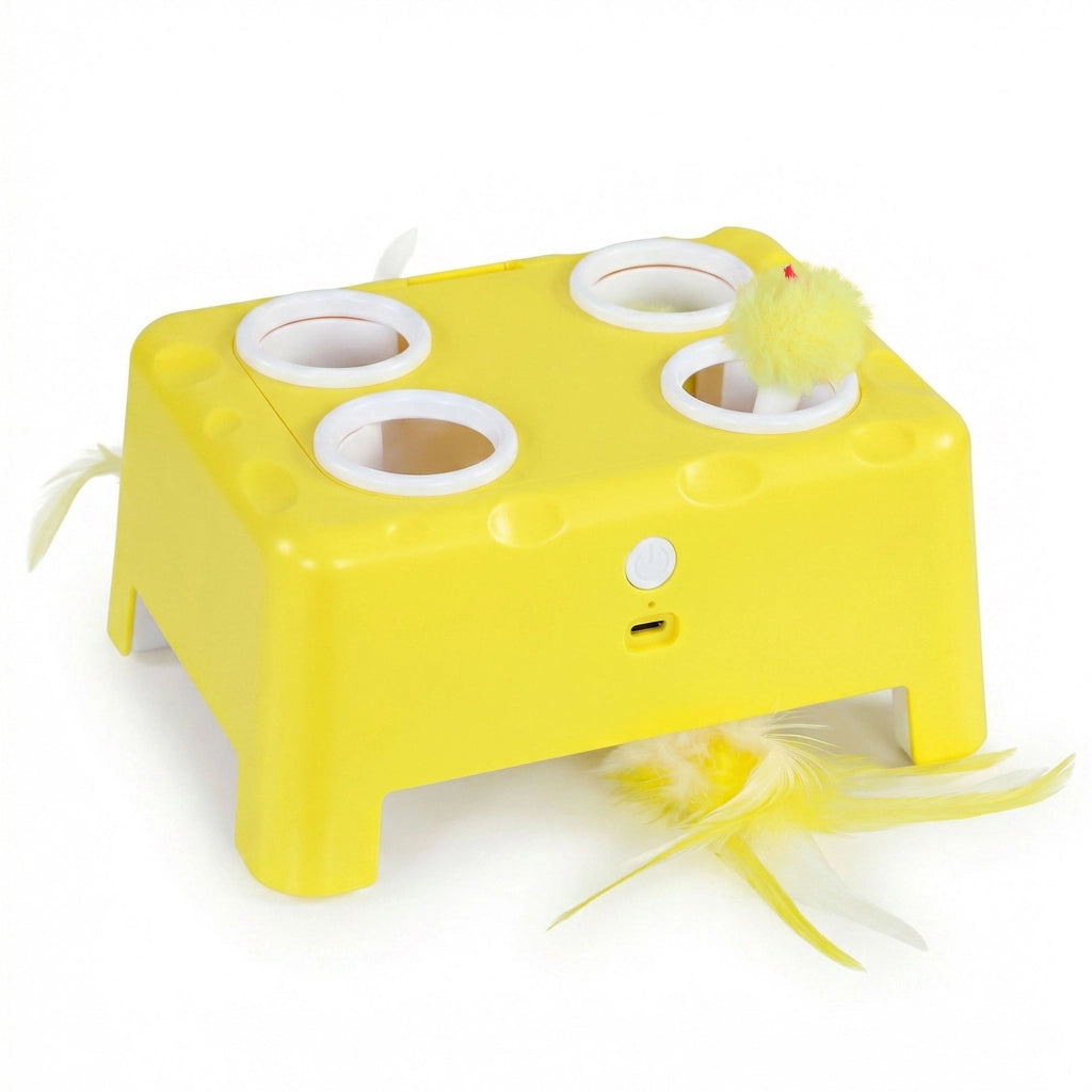Giocattolo interattivo per gatti ULEVR con 3 modalit¨¤, batteria ricaricabile Type-C, ABS giallo