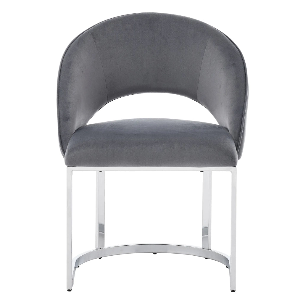 4 Sedie da Pranzo in Velluto Grigio, Gambe Argentate, Design Moderno, Comode e Traspiranti per Soggiorno, Ristorante e Caffè