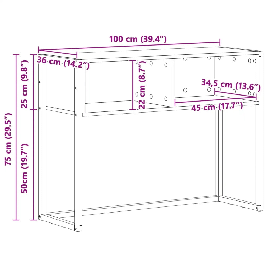 Tavolino Rovere Artigianale 100 x 36 x 75 cm Legno multistrato 886695