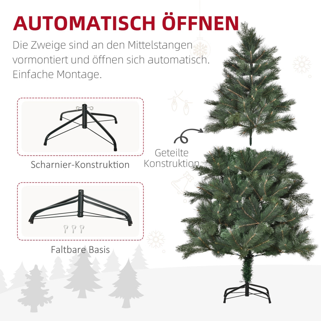 Desviae Albero di Natale artificiale con 375 rami in plastica verde Ø90 × 180 cm con base stabile e piedi pieghevoli