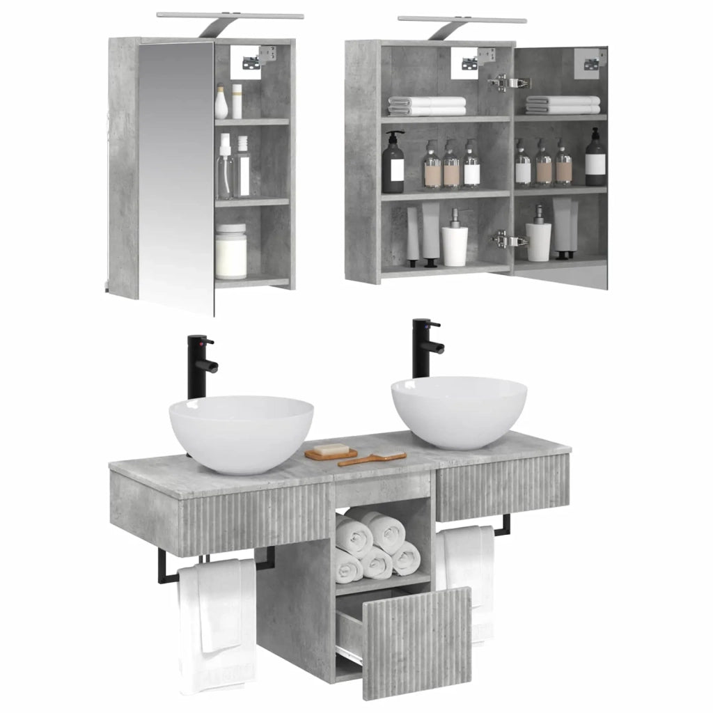 Set di Armadi da Bagno 5 pz Grigio Cemento Legno ingegnerizzato 3406282
