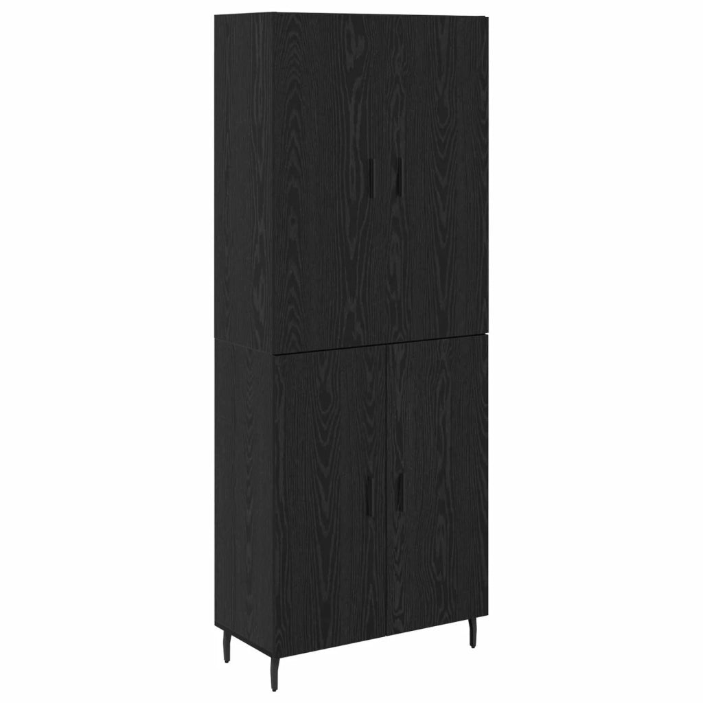 Credenza 2 pz | Madia | Buffet da pranzo | Armadio da pranzo Rovere nero Legno Stratificato e Vetro