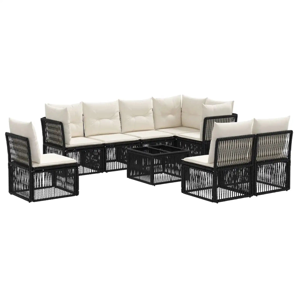 Set Divano da Giardino 9 pz Nero polyrattan 3434242