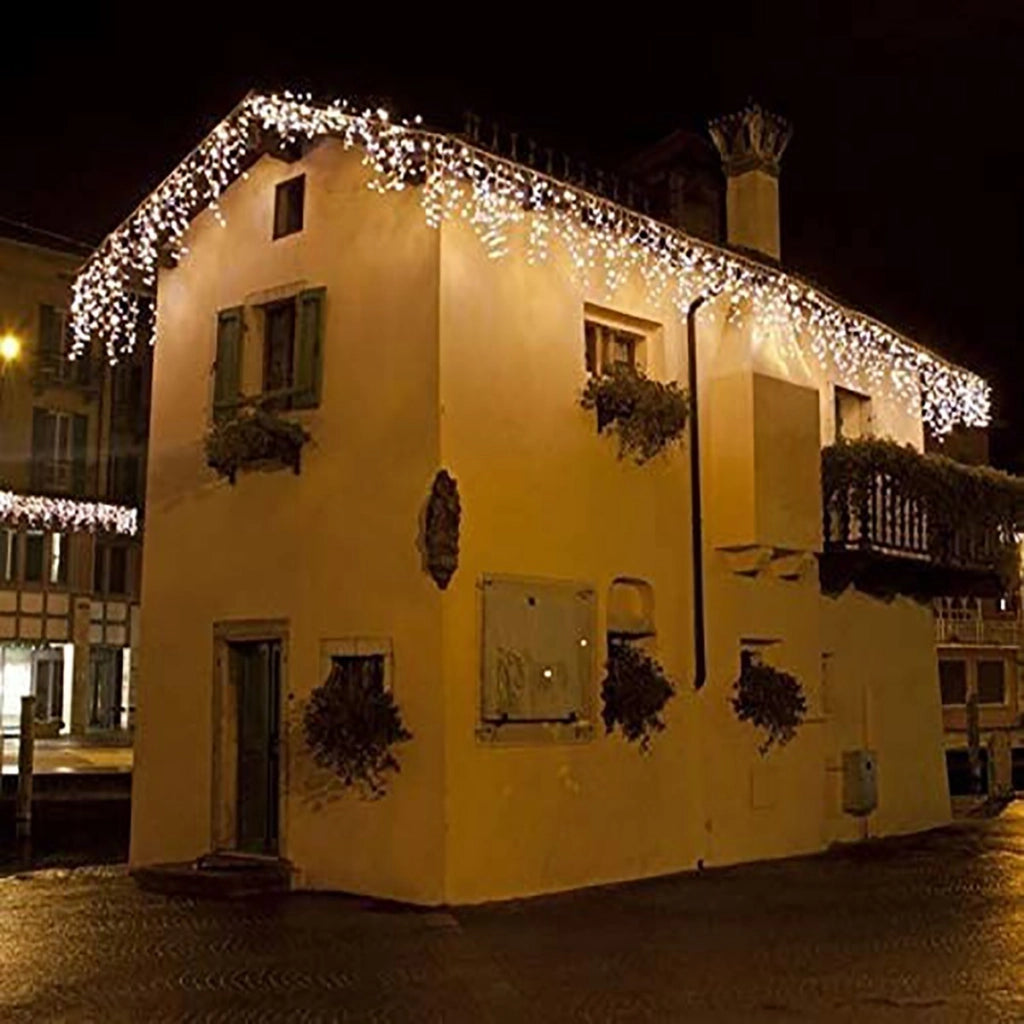 TENDA LUMINOSA ESTERNO 150 LED NATALE BIANCO CALDO FISSO E FREDDO INTERMITTENTE